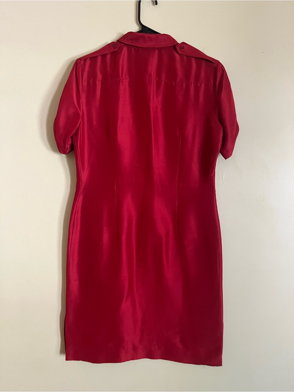 Ralph Lauren Bright Red Silk Shirt Midi Dress - Picture 2 of 4